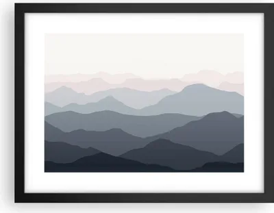 Produktbild von Gerahmtes Poster - Schwarzer Rahmen - Berge Grafiken Buntstift - 40x30 cm - Wand Bild - Wanddeko - Wandbilder - Kunstposter - Wandposter - Bilderrahmen - Bilder - Kunstdruck - P2BAA40x30-4389