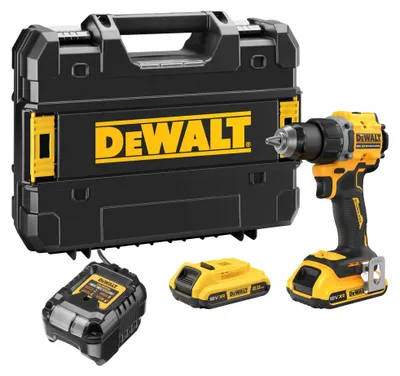 Produktbild von DEWALT 18V Akku-Bohrschrauber bürstenlos mit 2 x Akkus (18 Volt / 2 Ah) und System-Schnellladegerät