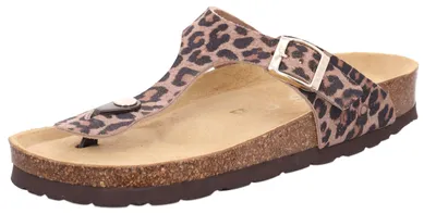 Produktbild von Rohde Damen Pantolette Leder Zehentrenner mit Leopardenmuster Alba 5603, Größe:37 EU, Farbe:Beige