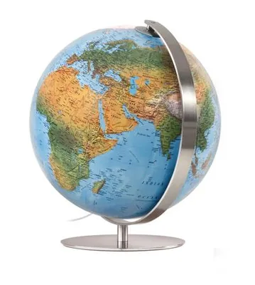 Zdjęcie produktu dla Podświetlany globus Räthgloben z podwójnym obrazem, ręcznie laminowany 37cm D 42cm H różne kolory Kolor: stal nierdzewna