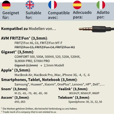 Produktbild von Headset-Anschlusskabel 3,5mm Klinke