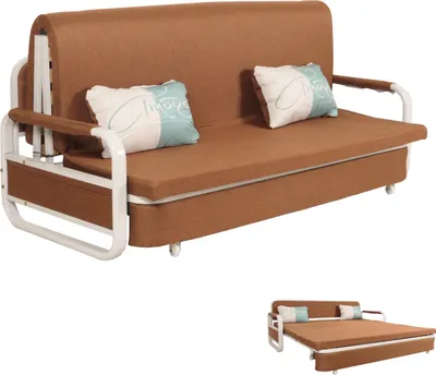 Produktbild von Schlafsofa HWC-M83, Schlafcouch Couch Sofa, Schlaffunktion Bettkasten Liegefläche, 190x185cm  Stoff/Textil braun