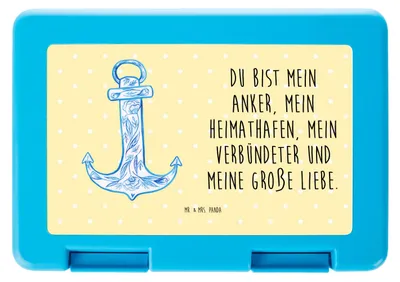 Produktbild von Mr. & Mrs. Panda Lunchbox Anker Blau - Gelb Pastell - Geschenk, Bento Box, Tiere, Snackbox, Frühstücksdose, Vorratsbehälter, Essensbox
