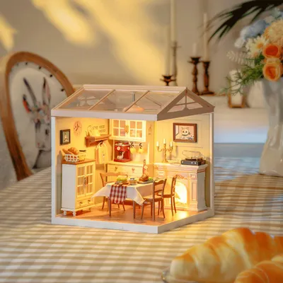 Obrázek produktu pro Jídelna – miniaturní domeček DIY, 3D puzzle s LED osvětlením Robotime