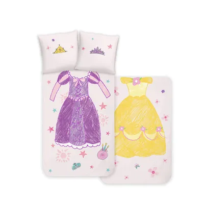 Produktbild von Disney Home Princess Kinder Wendebettwäsche Set 100% Baumwolle 140x200 cm Kissenbezüge 60x70 cm