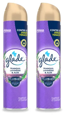Imagen del producto de 2 aerosoles ambientadores Glade, aroma lavanda y aloe, 300 ml, pack ahorro, 2 unidades