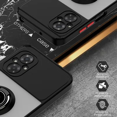 Image de Etui pour Xiaomi Poco M4 5G étui en TPU translucide mat avec porte-anneau et support Noir Rouge