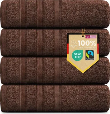 Produktbild von 4er Set Handtücher Plain braun 50x100 : Braun : 50x100