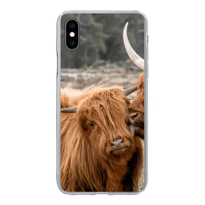 Produktbild von MuchoWow® Handyhülle Schutzhülle Hülle für iPhone Xs Schottischer Highlander - Liebe - Porträt Silikon Softcase Handy Hülle - Handytasche
