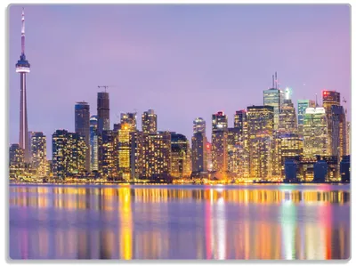 Produktbild von Wallario Glasunterlage, Schneidebrett aus Glas, Größe 30 x 40 cm, Motiv Toronto Skyline - Kanada am Abend