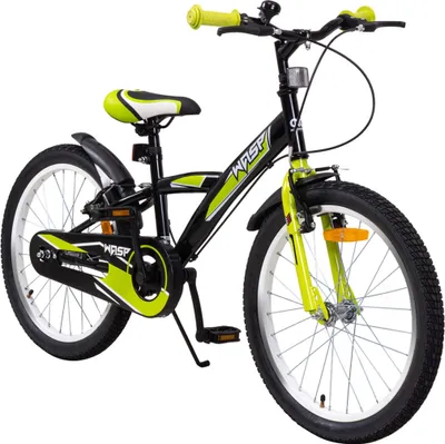 Produktbild von Actionbikes Kinderfahrrad Wasp 20 Zoll | Kinder Fahrrad - V-Brake Bremsen - Kettenschutz - Fahrradständer - 6-9 Jahre (Schwarz/Grün)