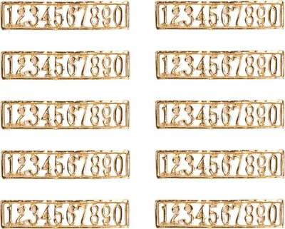 Produktbild von 10 Stück Mini-Haustürnummern, dekorativ, goldfarben, 0–9 für Puppenhaus im Maßstab 1:12