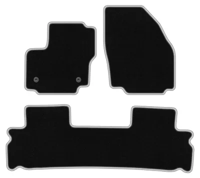 Produktbild von Velours-Fußmatten für Ford Galaxy MK2 2012-2015 (Minivan) – 3-tlg, Schwarz/Silber, passgenau – Wielganizator CARLUX