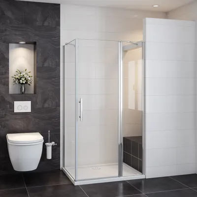 Produktbild von 120x90x195cm 6mm Nano Glas  Drehtür Eckeinstieg Pendeltür&Schwenktür Duschkabine Dusche