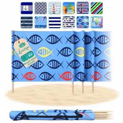 Produktbild von Lantigo Strandparavent Summer 4m Windschutz Sichtschutz Strand Mikrofaser UV-Schutz 80cm
