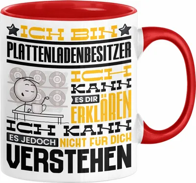 Produktbild von Plattenladenbesitzer Geschenk Tasse Lustige Geschenkdiee für einen Plattenladenbesitzer Geburtstag Ich Bin Plattenladenbesitzer Ich Kann Es Dir Erklären Aber Nicht Für Dich Verstehen (Rot)