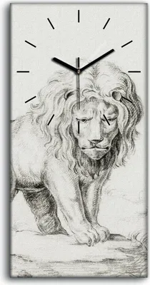 Produktbild von Küchenuhr Bürouhr Leinwand Uhr 30x60 Zeichnung Abstrakte Tier Löwen Kunst - schwarze Hände