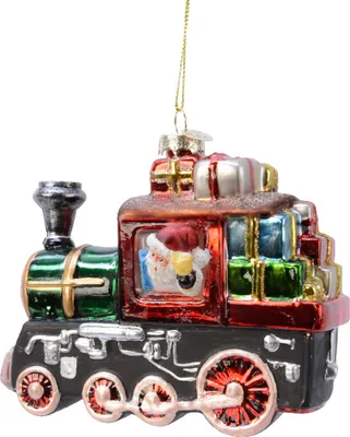 Produktbild von Christbaumschmuck Glas Weihnachtsmann in Lokomotive 13,5cm bunt