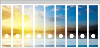 Produktbild von Wallario Ordnerrücken Sticker, selbstklebend für breite Ordner, 9 Stück, Motiv Sonnenuntergang über dem Meer I