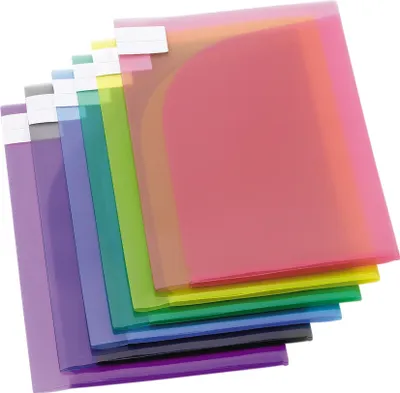 Produktbild von Projektmappe A4/A3 doppelseitig farbig sortiert 12 Stück Packung mit 5 Stück