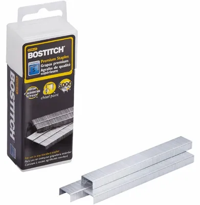 Image de Agrafeuses Bostitch Office Premium Standard, agrafes de qualité supérieure, présentées dans une boîte en plastique transparente, format 1/4