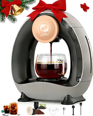 Mini Kaffeemaschine 2-in-1, 120-240 ml, silbergrau