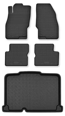 Produktbild von Gummimatten + Kofferraumwanne für Opel Corsa E 2017-2019 (unterer Ladeboden) – Schwarz, Semi-Universal, angepasst – Wielganizator Semi-Universal