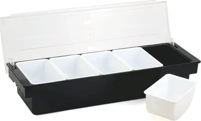 Produktbild von Zutatenbehälter mit Deckel Zutatenbox für Küche 5Fach Gewürzkisten Kunststoff Barbehälter Beilagenbehälter Restaurant Buffet Bar Picknick Kühlschrank Grill