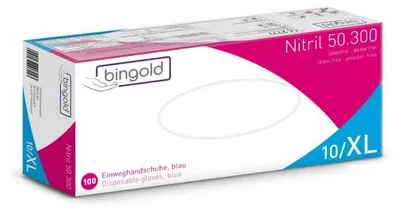 Produktbild von BINGOLD Nitril 50.300, blau XL | Packung (100 Handschuhe)