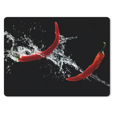 Produktbild von MuchoWow® Mauspad Mousepad Chilischote - Stilleben - Wasser - Schwarz - Rot 23x19 cm - Mousepads - Maus Mat - Pad - Mausunterlage - Schreibtischunterlage - Mauspad