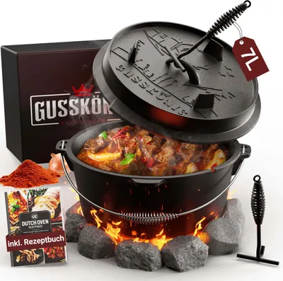 Produktbild von Gusskönig Dutch Oven 7 l mit Füßen mit Deckelheber