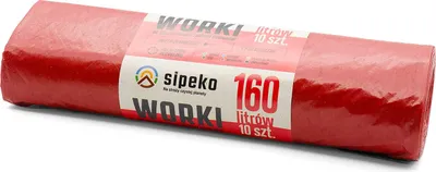 Obrázok produktu pre LDPE vrecia na odpadky SIPEKO 160L 10ks. ČERVENÉ
