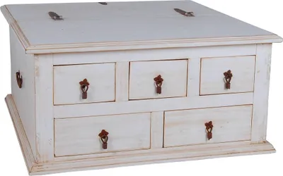 Produktbild von MiaMöbel Truhentisch Mexico Möbel 80x80 cm Landhausstil Massivholz Pinie Weiß