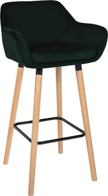 Image de Tabouret de bar avec revêtement souple - tabouret haut - chaise ergonomique confortable, structure en hêtre | Couleur : vert