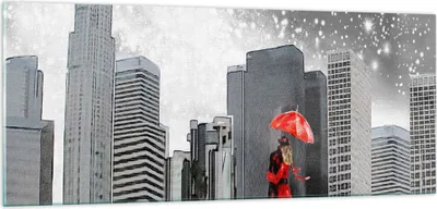 Produktbild von Bilder auf glas - Stadt Haus Straße - 100x40cm - Glasbilder - Wandbilder - Kunstdruck - zum Aufhängen bereit - Wanddekoration aus Glas - Glas Bilder - Wandbild auf Glas - Einteilig - GAB100x40-3948