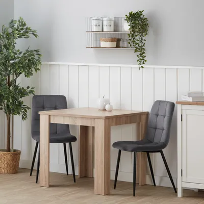 Produktbild von Homestyle4u 2757, Essgruppe mit 2 Stühlen Natur Esstisch 80x80 Esszimmergruppe