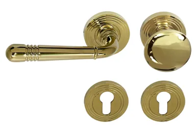Produktbild von Türbeschlag 1662 Helena R WE Links Messing poliert PVD Türklinke