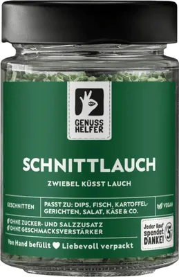 Produktbild von Schnittlauch, geschnitten, getrockneter Schnittlauch für Brotaufstrich, Frischkäse und Dips, 12g im Glas