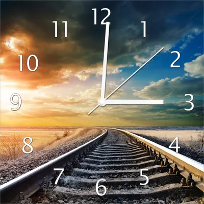 Produktbild von Wallario Design Wanduhr Bahnschienen ins Ungewisse aus Echtglas, Größe 30 x 30 cm
