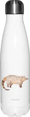 Produktbild von Mr. & Mrs. Panda Wasserflasche Nasenbär - Weiß - Geschenk, Thermos, Rüsselbär, Trinkflasche, flasche aus edelstahl, Nasenbären, Lustige Sprüche, trinkflaschen, Isoliert