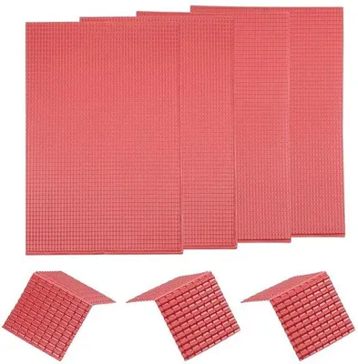 Productafbeelding van Miniatuur PVC-dakpan-set voor modelbouw - Rood PVC - Schaal 1:100 - Set van 4 - Knutselset - Tegelset - 29,5 x 19,5 cm