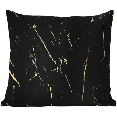 Produktbild von MuchoWow® Outdoor Kissen - Marmor - Schwarz - Gold - Luxus - 50x50 cm - Wetterfest - Lounge Kissen - Komfortabel - Kissen mit Bild