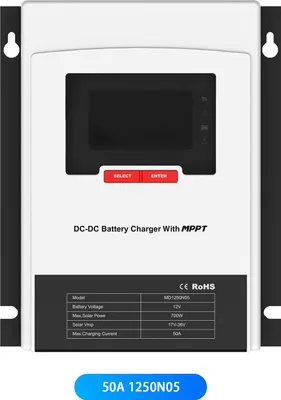Produktbild von 50A MPPT Solar Laderegler 12V mit Bluetooth Übertragung – MD1250N05, Hochleistungs-Solarregler für Dual-Batteriesysteme