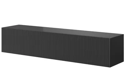 Image de Selsey Veldio - Meuble TV suspendu, noir avec façades striées, 140 cm
