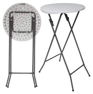 Produktbild von Wetterfester Klapptisch aus Rinderholz Höhe ca. 110 cm Ø 60 cm Weiß