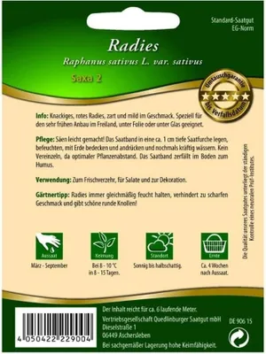 Produktbild von Quedlinburger Saatgut - Radies Saxa 2 Saatband - Samen - 292900