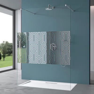 Produktbild von Mai & Mai Duschwand  2 Haltestange für Walk-In Dusche 140cm 10mm ESG-Sicherheitsglas Labyrinth Muster Glas mit Nanobeschichtung Bremen02DM+2