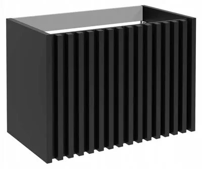 Zdjęcie produktu dla Szafka Łazienkowa pod Umywalkę /Blat 80 cm Czarna Matowa Lamele Wisząca MDF