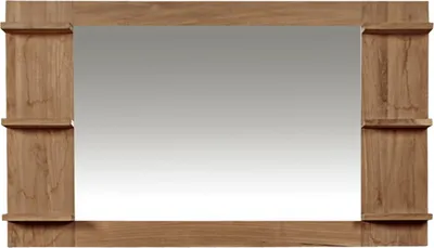 Produktbild von Teako Design Badspiegel Amal Teakholz mit Rahmen und Ablage 120x75 cm