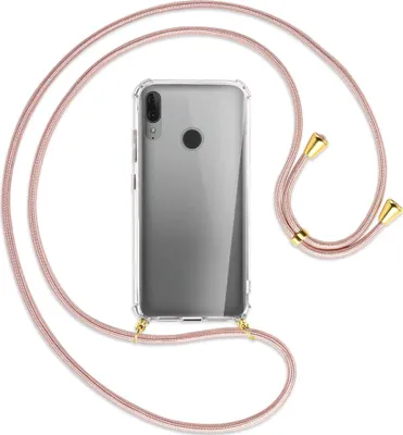 Produktbild von Handykette Backcover-Schutzhülle mit Band (Metall goldfarben) für Motorola Moto E6 Plus - roségold